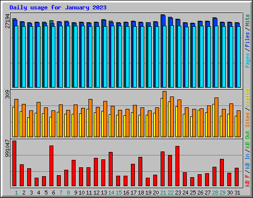 Daily usage for January 2023